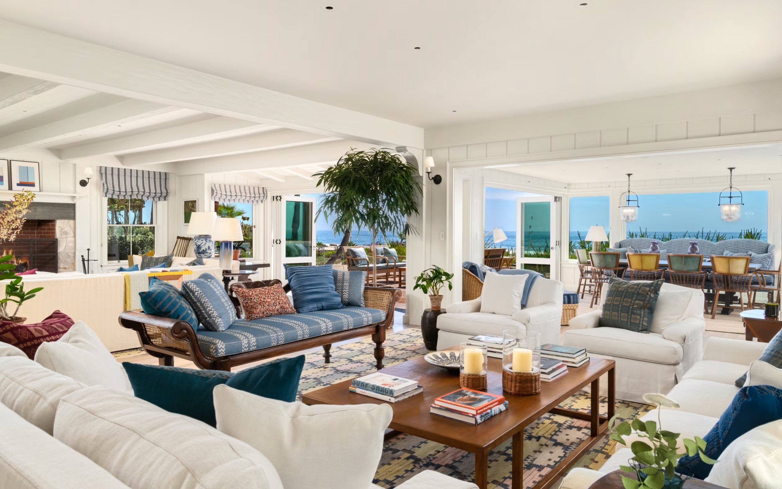 Living room opening to the ocean terraces