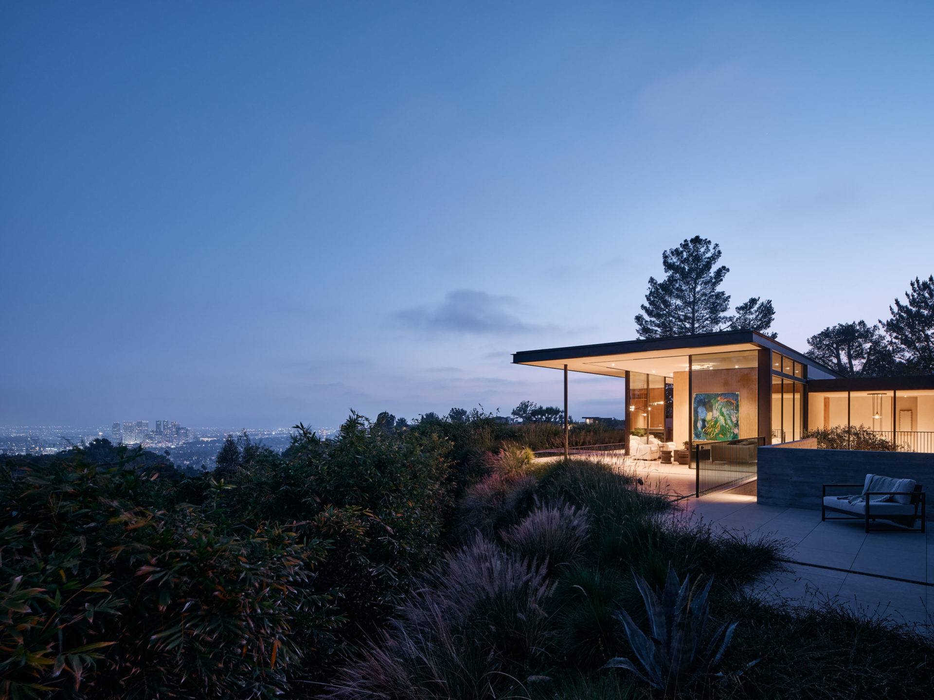 Carla Ridge pavilion at dusk above the city