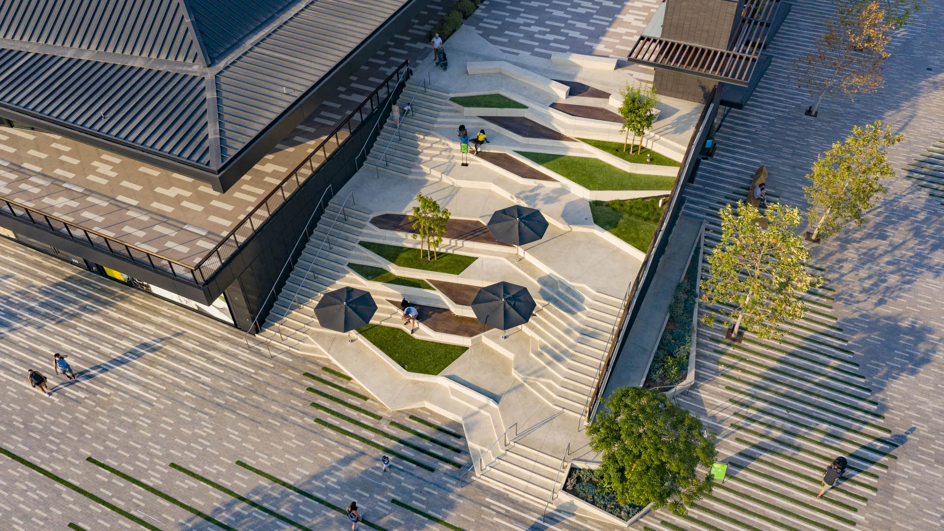 Aerial detail of the terraced seating