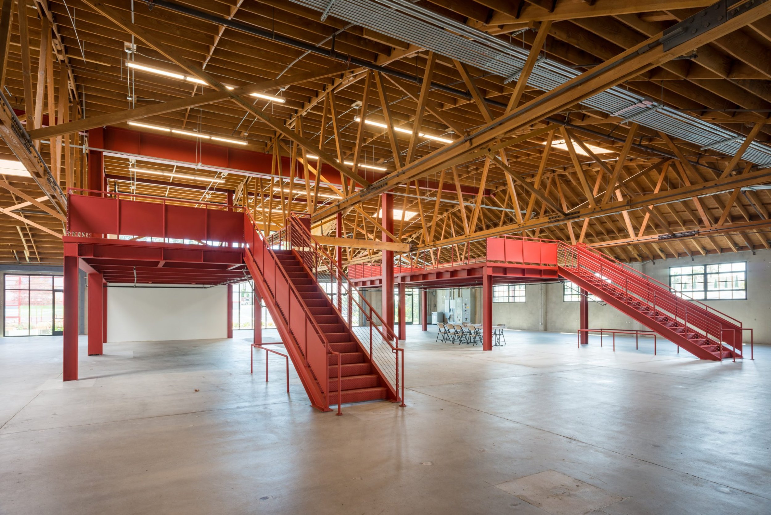 Twin mezzanines in the larger building