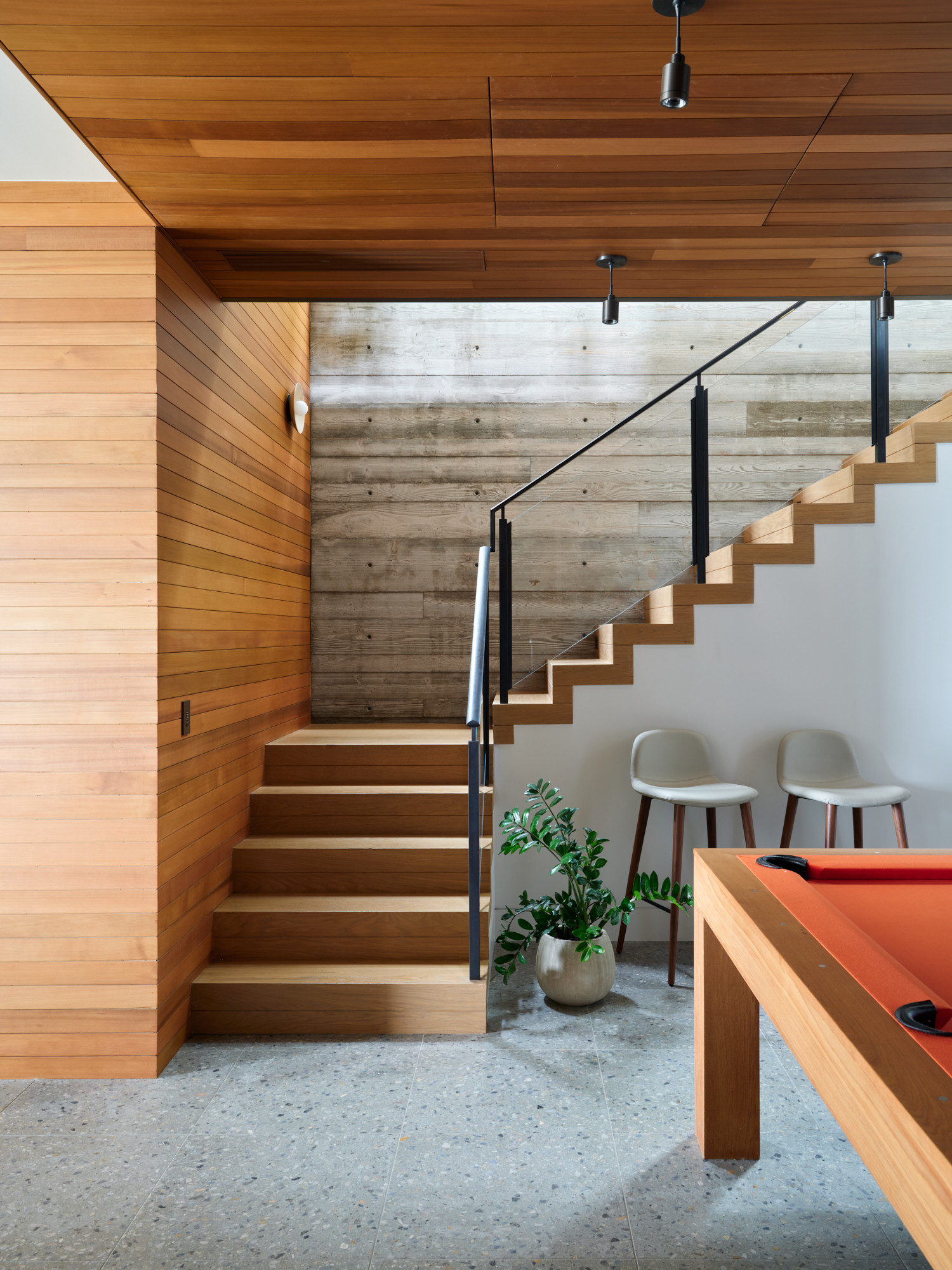 Oak stair and game room